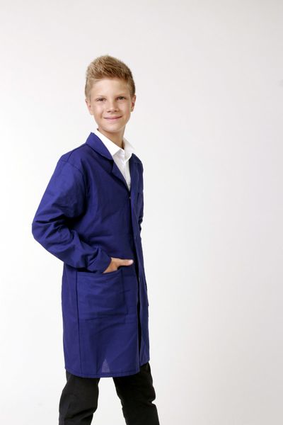 Халат шкільний робочий Garment Factory на кнопках, бавовна 100%, колір синій, 38 розмір 263773989 фото
