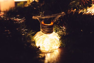 Светильник декоративный "Праздничный" HappyHome стеклянный с LED гирляндой, прозрачный. 372282987 фото