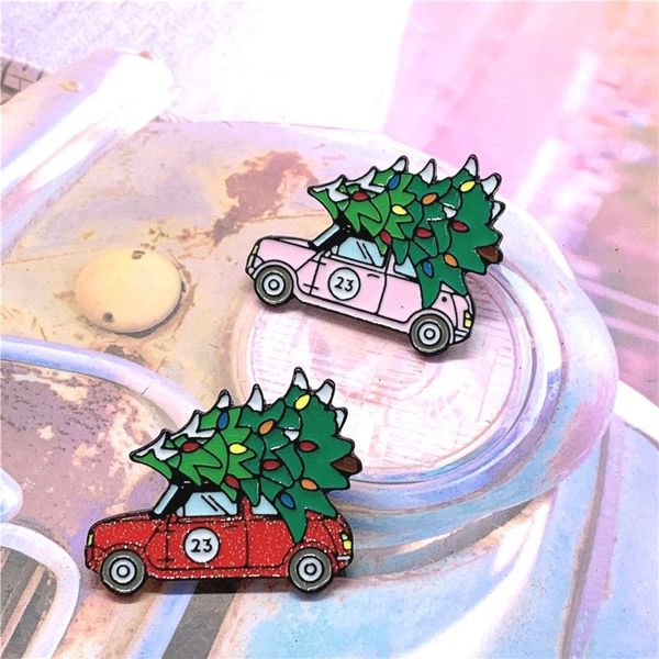 Значок, пін, FunnyPins, Різдвяне авто, рожеве 471998397 фото