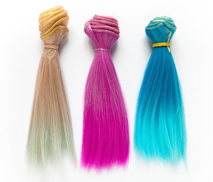 Волосся для ляльки, Let's make треси 15 см. Рожеві з м'ятними кінчиками 457176561 фото