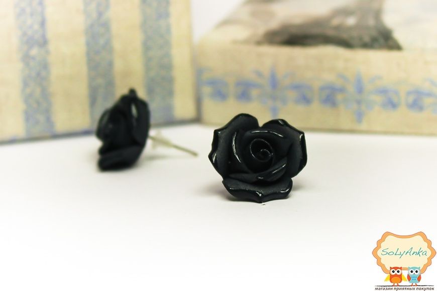 Порцелянові сережки троянди чорні 206446854 фото