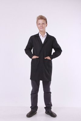 Халат школьный Garment Factory, хлопок 100%, черный на липучке, 38 размер 263773212 фото
