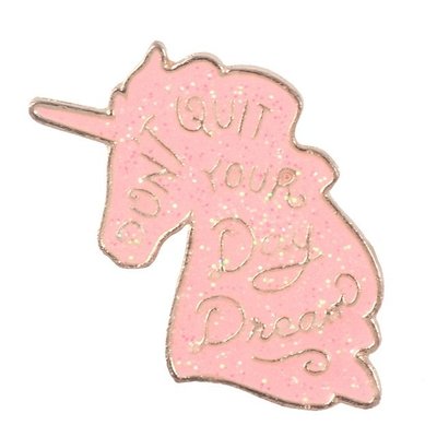 Значок, пін - Єдиноріг "Не відмовляйся від своєї мрії", рожевий з блискітками. 244808475 фото