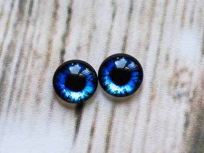 Глаза для игрушек, стеклянные кабошоны 14 мм, насыщенный синий 244916834 фото