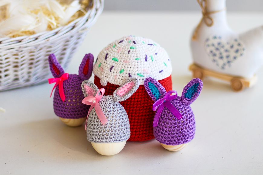 Пасхальный декор. Шапочка на яйца - Кролик фиолетовый с малиновыми вставками. 234153534 фото