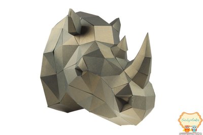 Конструктор. Голова носорога. Papercraft. 3D фігура з паперу та картону. 206439883 фото