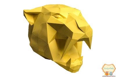 Конструктор. Голова саблезубого тигра. Papercraft. 3D фигура из бумаги и картона. 206439931 фото