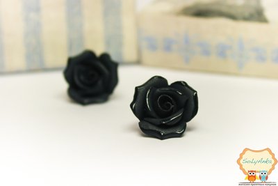 Фарфоровые серьги розы черные 206446854 фото